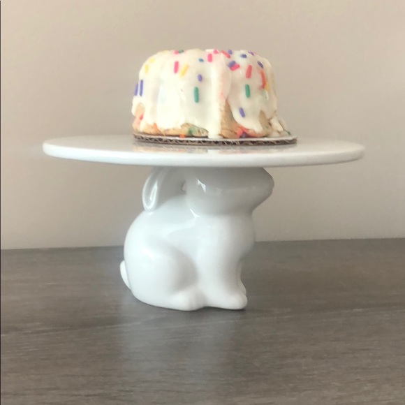 Rabbit Bunny Ceramic Cupcake Stand 7.75 x 4 nwt Easter - Picture 1 of 3